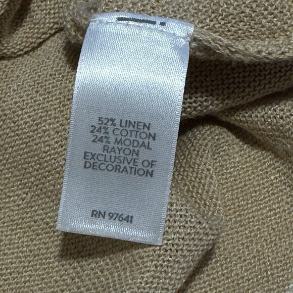 J. Jill Sweater Tan XL Sand & Sea Linen Cotton Embroidered Beach Lagen Nautical - Picture 10 of 12